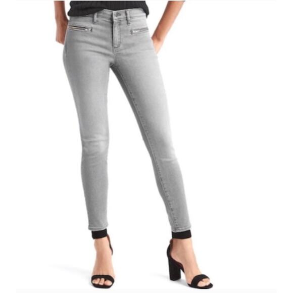 Gap Grey Jeans Zipper Pockets True Skinny Ankle 25 25R - Picture 10 of 10